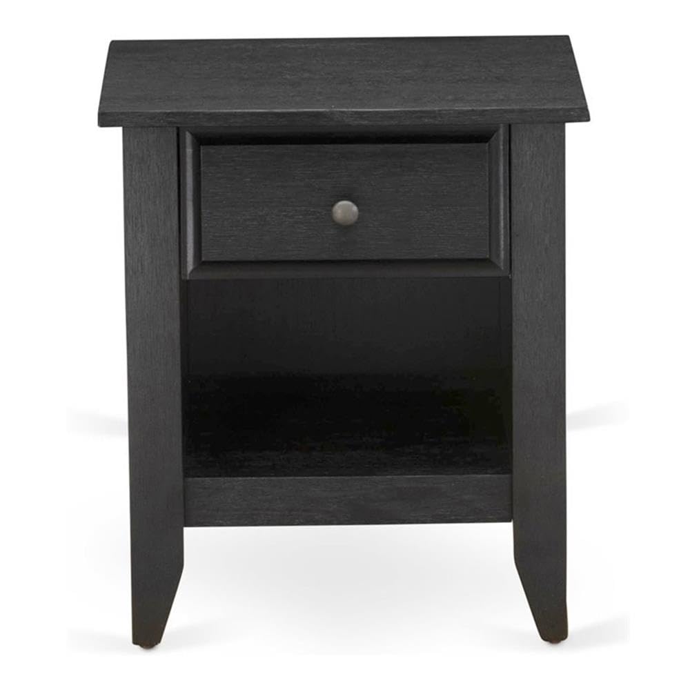 East West Furniture GA-06-ET Gallatin Bedside Table - Rectangle Night Stand with a Drawer for Bedroom, 18x21 Inch Inch, Wirebrushed Black